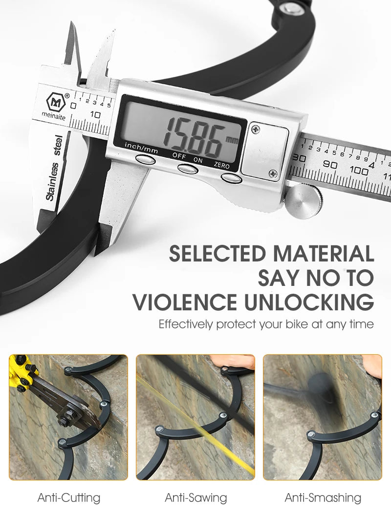 WEST BIKING Anti-Theft Bicycle Folding Lock MTB Road Bike Portable Lock Scooter Ebike Motorcycle Safety Lock Cycling Accessories