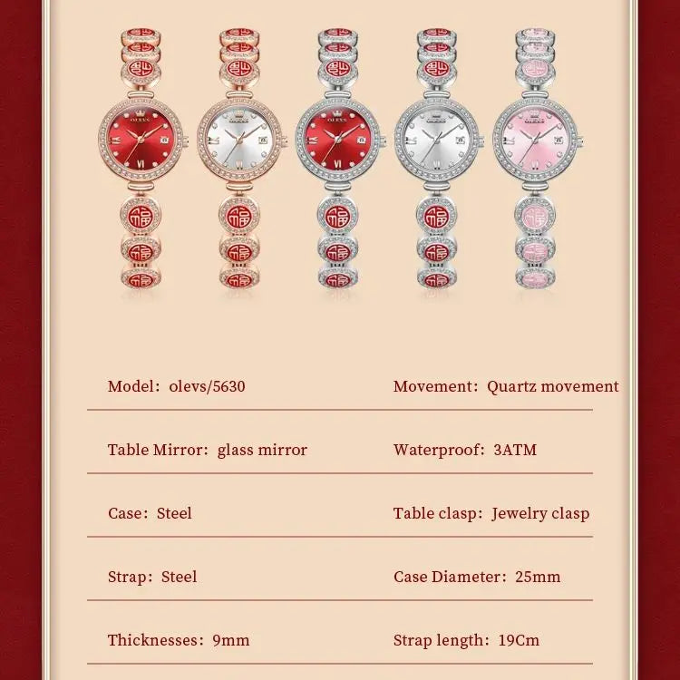 OLEVS 5630 Women Watch Luxury Brand Diamond Watch Date Waterproof Clock Quartz Watch Exclusive Blessing Bracelet Women Watch