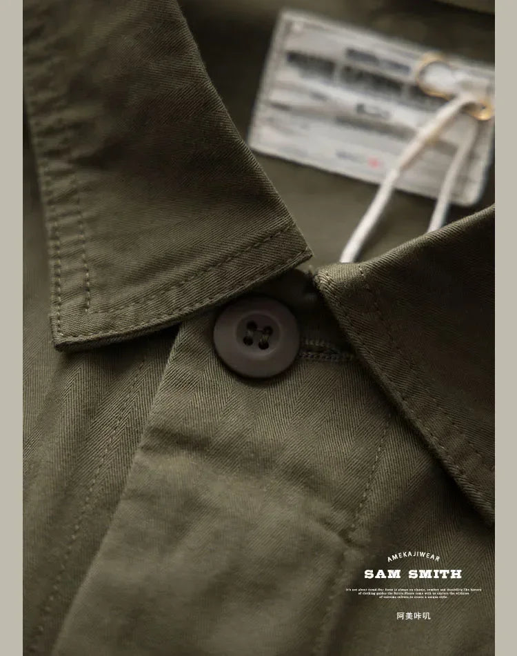 TCU Multi Pockets American Vintage Casual Jackets Spring Autumn 100% Cotton Chevron Coats for Male Amekaji Workwear Hunting Wear