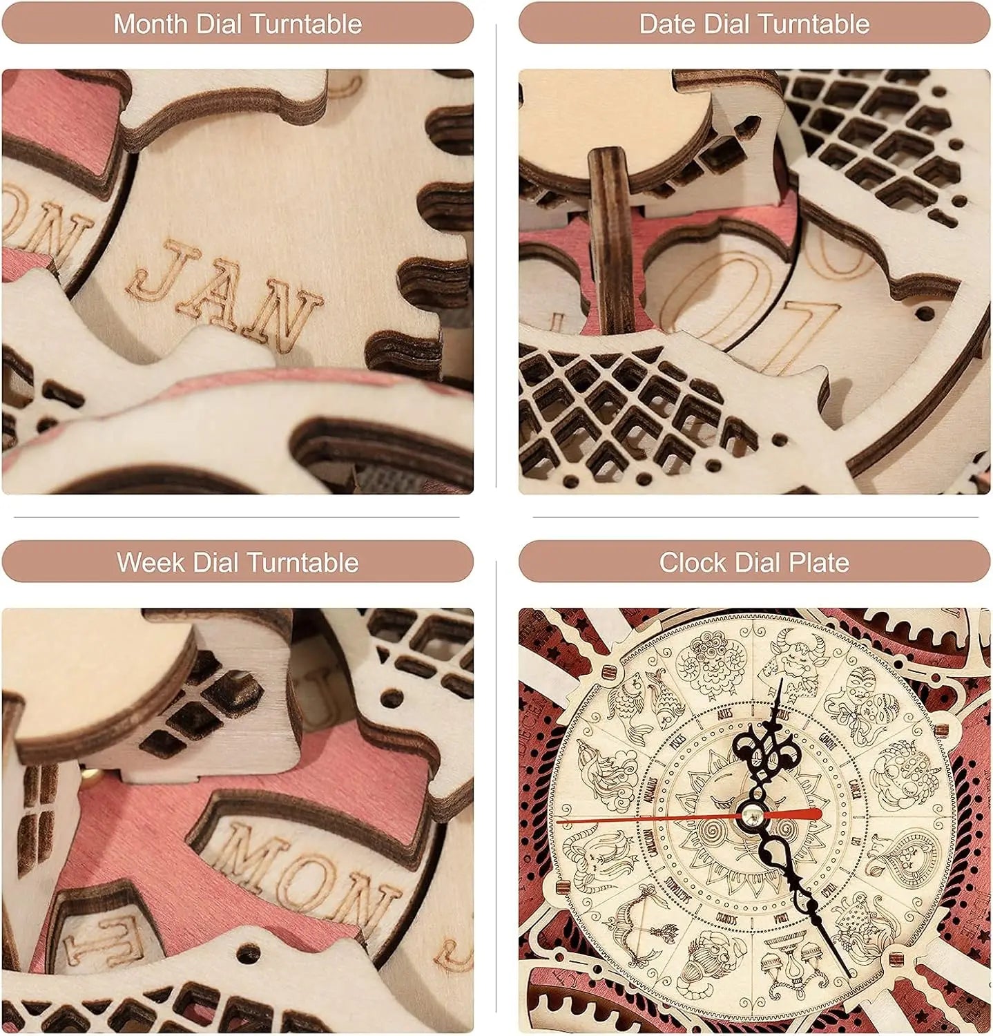 Robotime Wall Clock 3D Wooden Puzzle Wooden Set Mechanical Building Kits Wooden Puzzle Game Children