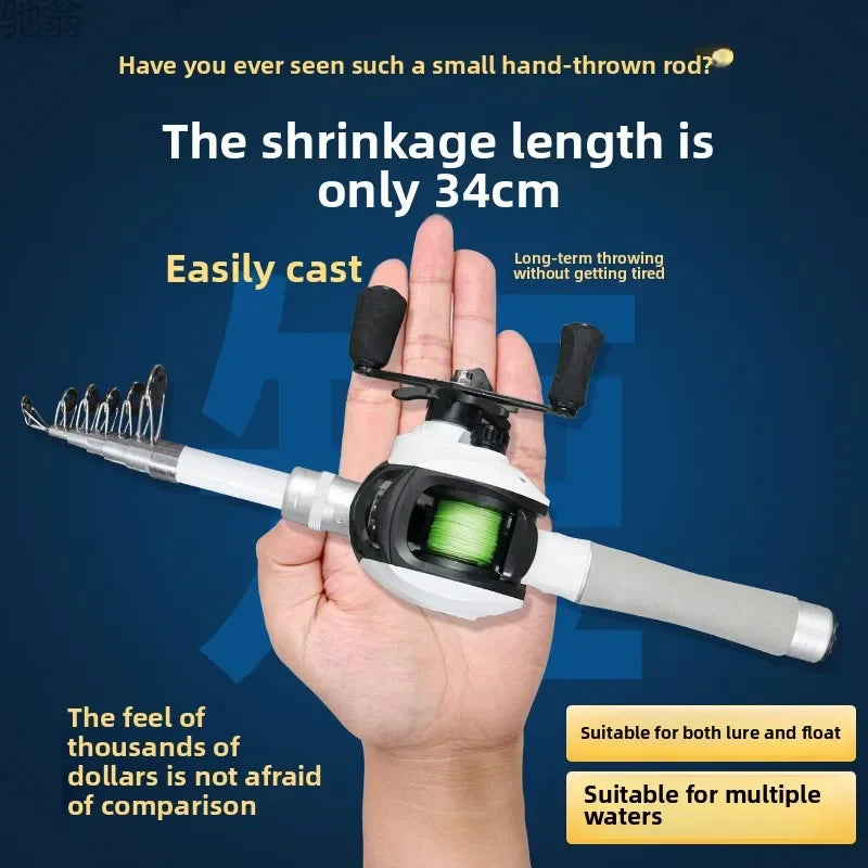 Mini Portable Super Short Luya Rod Travel Fishing Gear Set Small Telescopic Full Section Fishing Equipment for Easy Carry