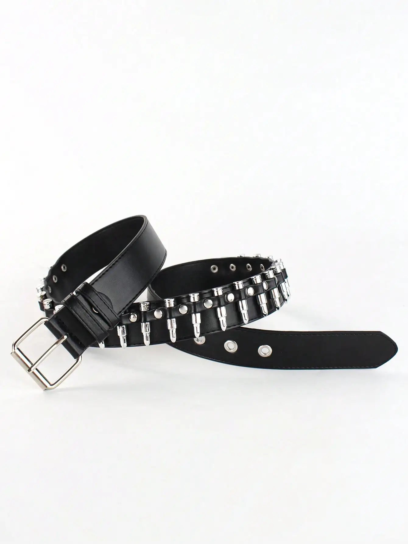 Solid Color Punk Rhinestone Studded Leather Belt, Suitable For Teens, Casual Outdoor, Athletic, Vacations, Graduation Gifts, Birthday, Daily Wear