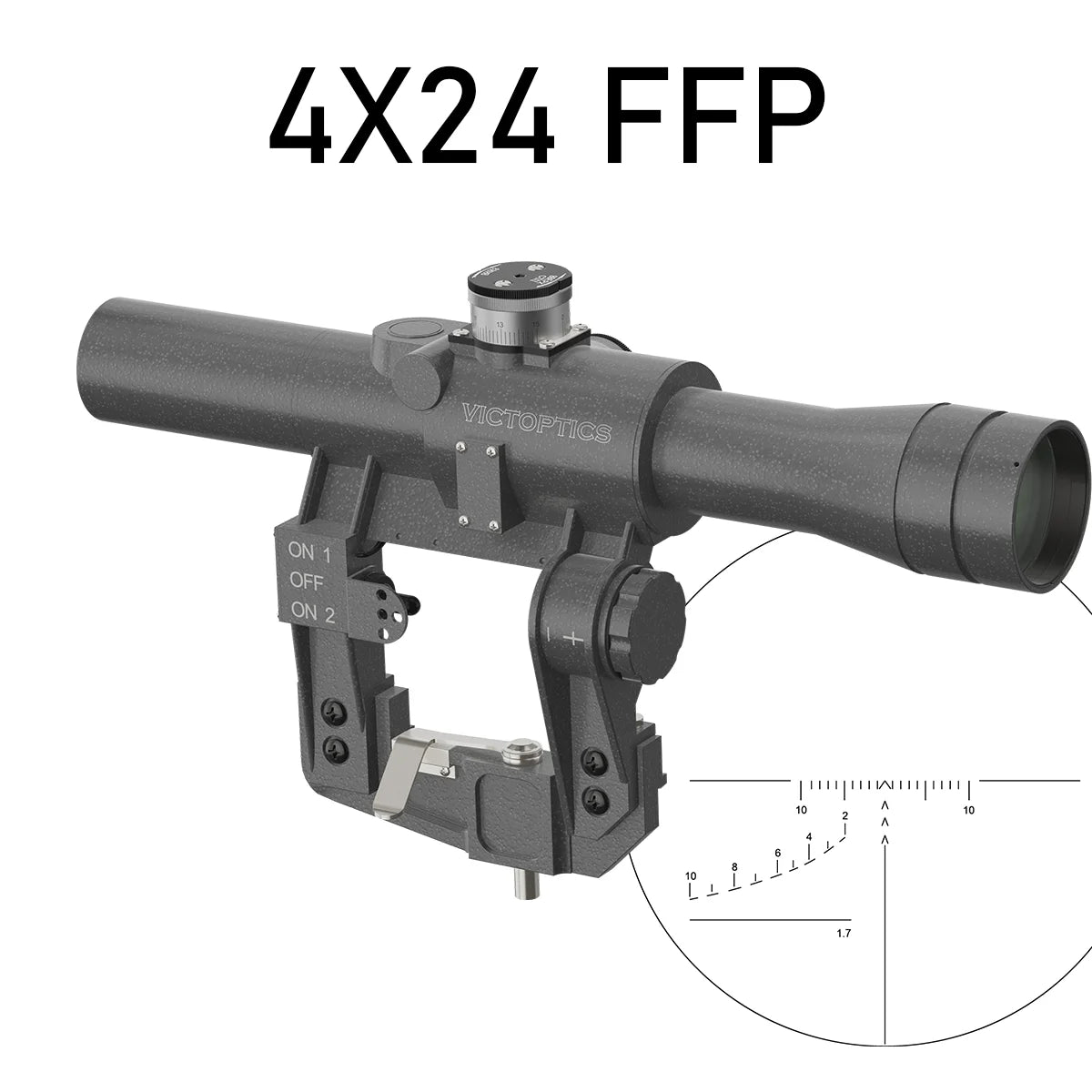 Victopitcs SVD FFP 3-9x24/4x24 Riflescope red dot 1X28 4 MOA On/OFF Switch Side QD with lens cover Mount System 2 illumination