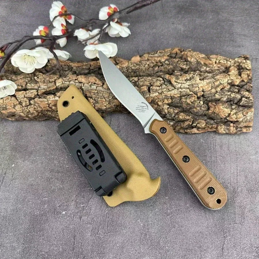 Heavy-duty Stainless Steel Straight-bladed Knife with G10 Anti-slip Handle for Outdoor Camping Wilderness Survival EDC Hunting
