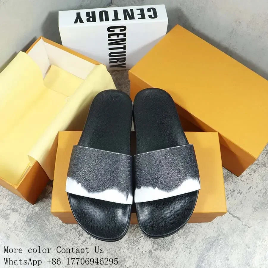 Designers Slides Womens Slippers Floral Slipper Leather Rubber Flats Sandals Summer Beach Shoes Loafers Gear Bottoms Slider