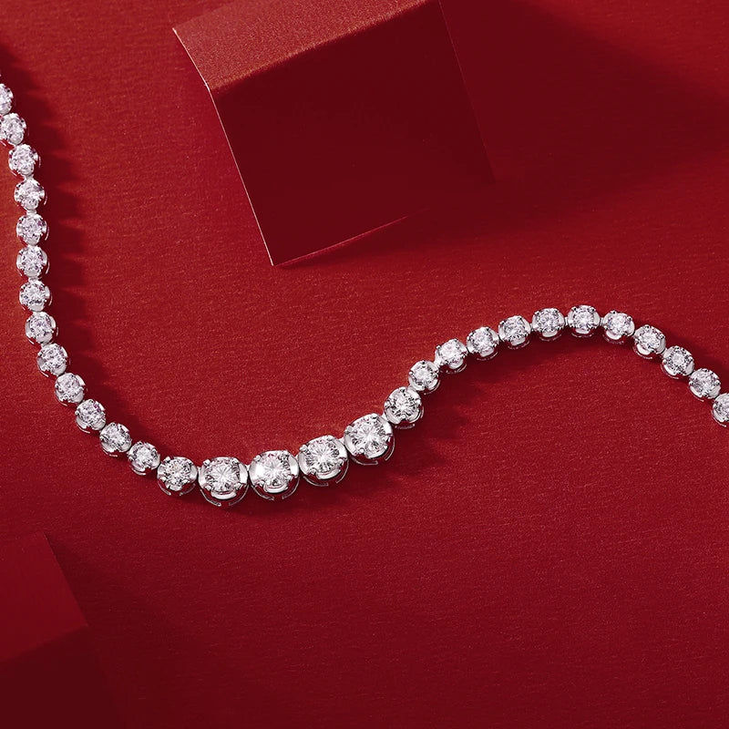 JIUZUAN 925 silver moissanite necklace 4mm casual fashion light luxury women's senior gift with certificate authentication