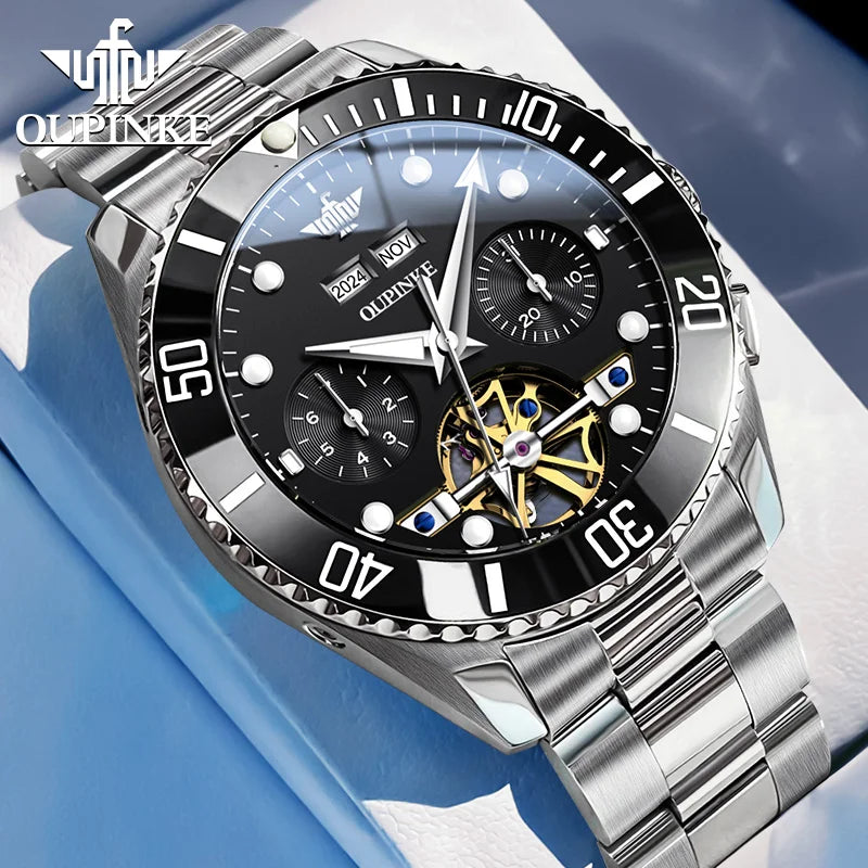 OUPINKE 3229 Men Watch Luxury Original Diving Series Men Automatic Mechanical Watch Waterproof Luminous Calendar Sports Watch
