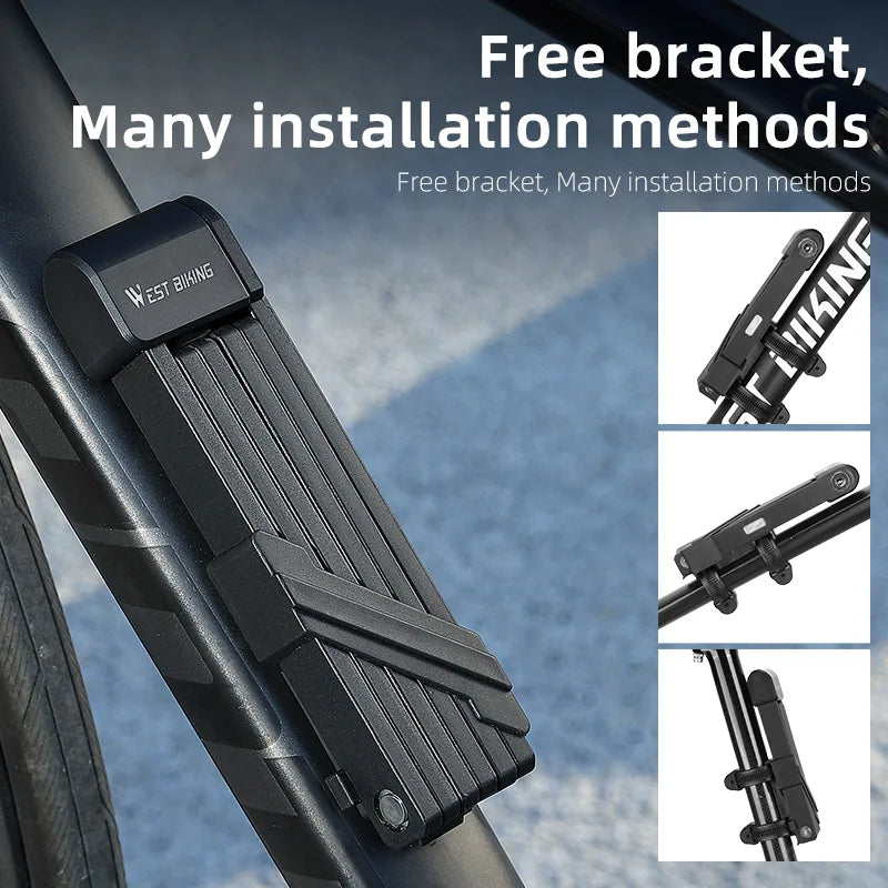 WEST BIKING Anti-Theft Bicycle Folding Lock Portable Motorcycle Electric Scooter Safety Lock High Security Waterproof Bike Lock