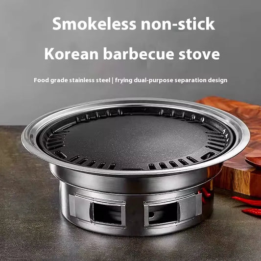 Japanese Korean Stainless Steel Hibachi BBQ Picnic Table Round Grill Outdoor & Indoor Barbecue Stove Cooker Portable