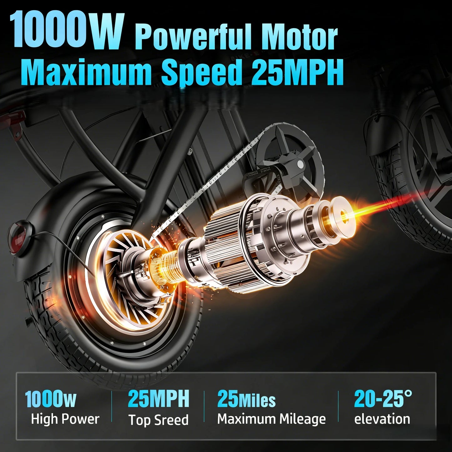 Adult folding electric bicycle, 48V 15AH, 1000W, 30-mile maximum range, US warehouse, LCD display, all-terrain wide tires.
