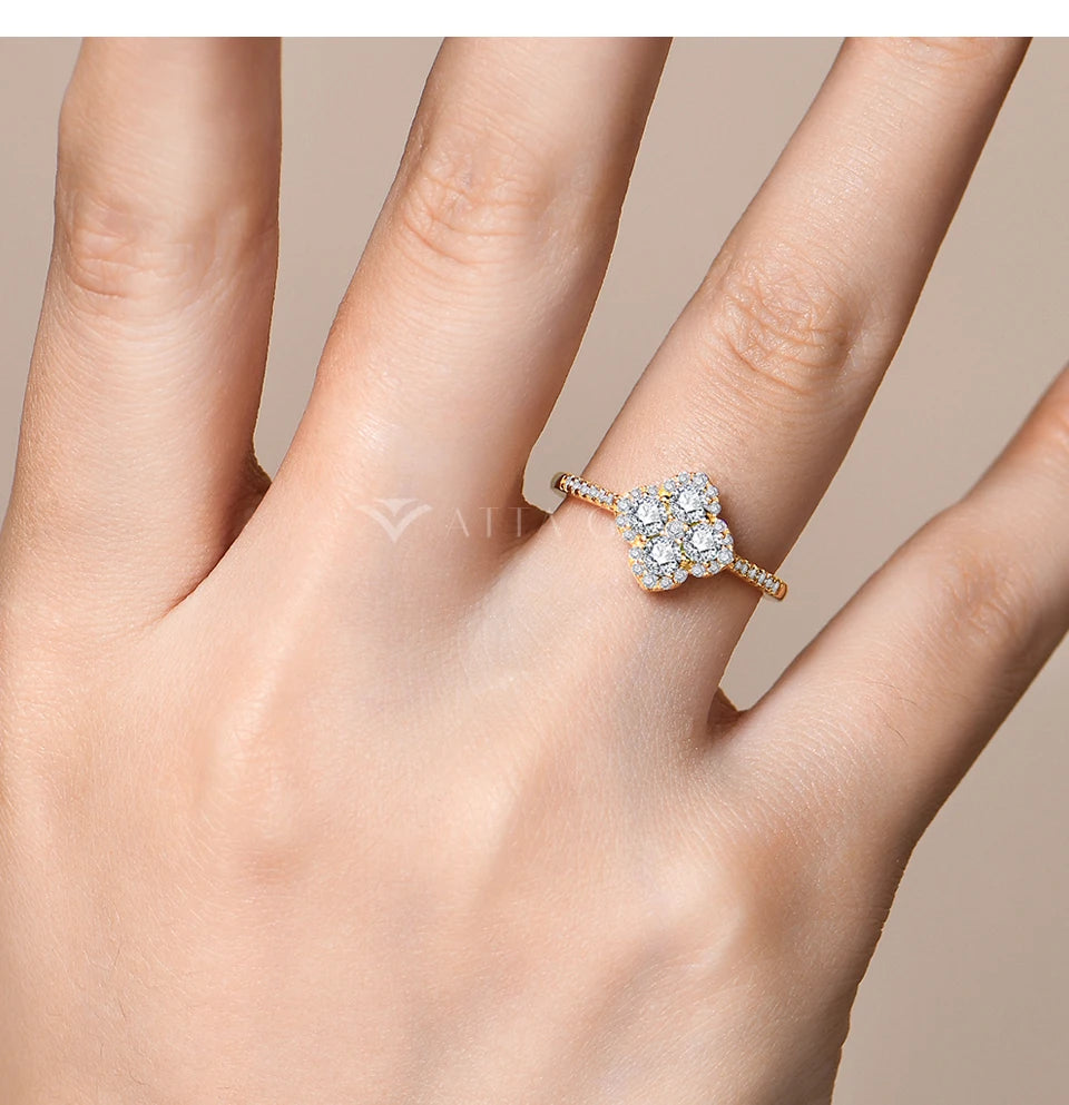 ATTAGEMS S925 Sterling Silver Halo Classic Moissanite Rings D VVS1 for Women Girls Romantic Anniversary Gifts Fine Jewelry Ring