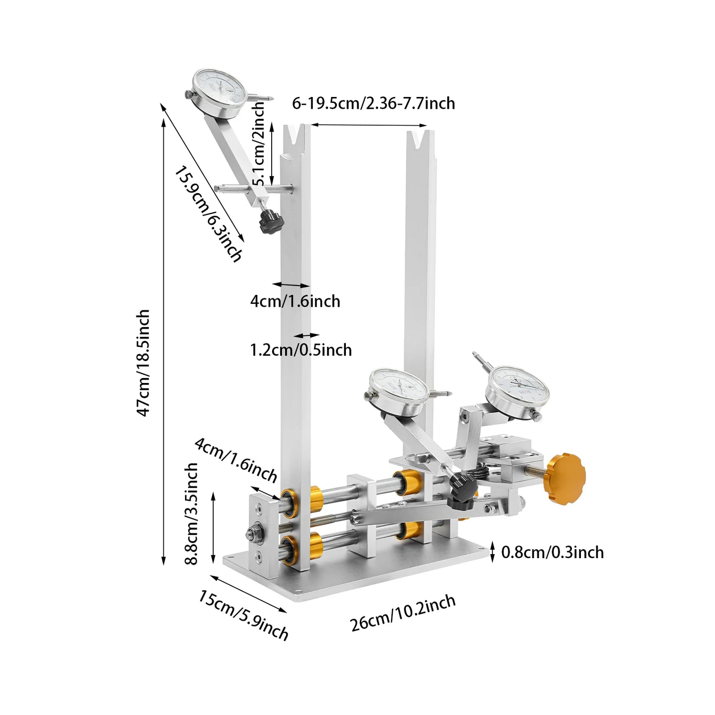 Professional Wheel Truing Stand with 3 Gauges CNC Aluminum Alloy Adjustable for 10-29 Inch Bicycle Wheels (MTB/Road Bike)