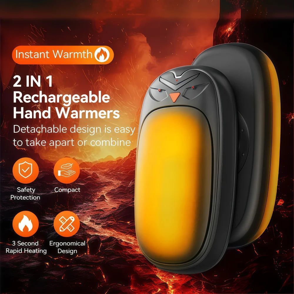 Hand Warmers Rechargeable 2 Pack 2000mAh Electric Hand Warmers Smart Chips 8Hrs Long Safe Heat, Portable Pocket Heater Gifts