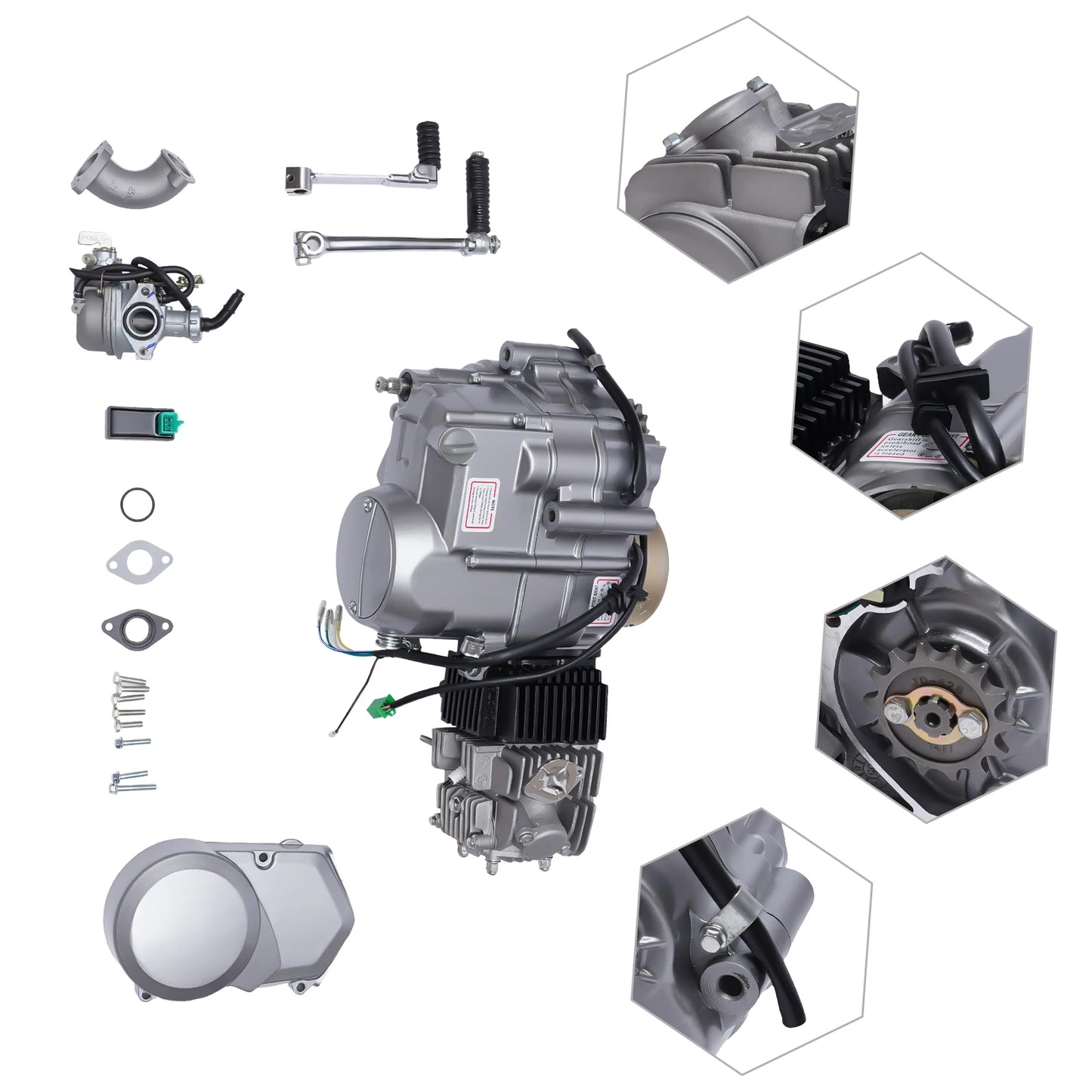 125CC 4-stroke Engine Motor Dirt Bike Engine Kit Aluminum Alloy Motor With CDI Ignition  for CRF50 / CRF70 / XR50 / XR70 / Z50R