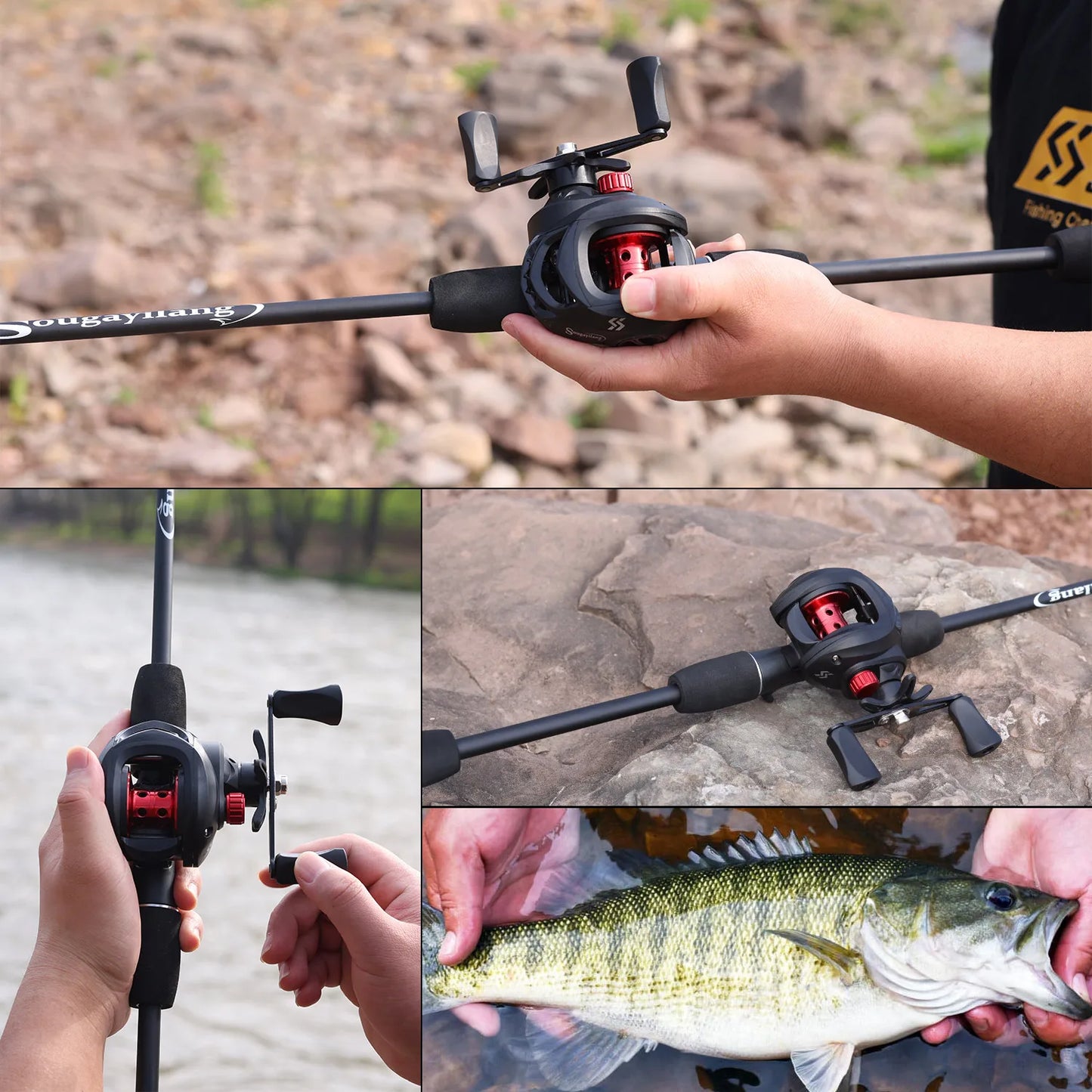 Sougayilang Fishing Rod Reel Combo Lightweight and High Carbon Casting Rod 7.2:1 Gear Ratio Baitcasting Reel With Line as A Gift