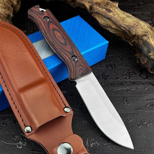 NEW Hot Sale Premium Quality Straight Knife with Leather Sheath Outdoor EDC Multi-function Portable Backpacking Holiday Gifts