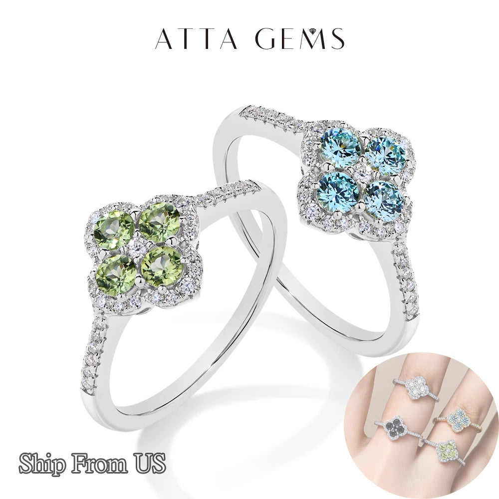 ATTAGEMS S925 Sterling Silver Halo Classic Moissanite Rings D VVS1 for Women Girls Romantic Anniversary Gifts Fine Jewelry Ring