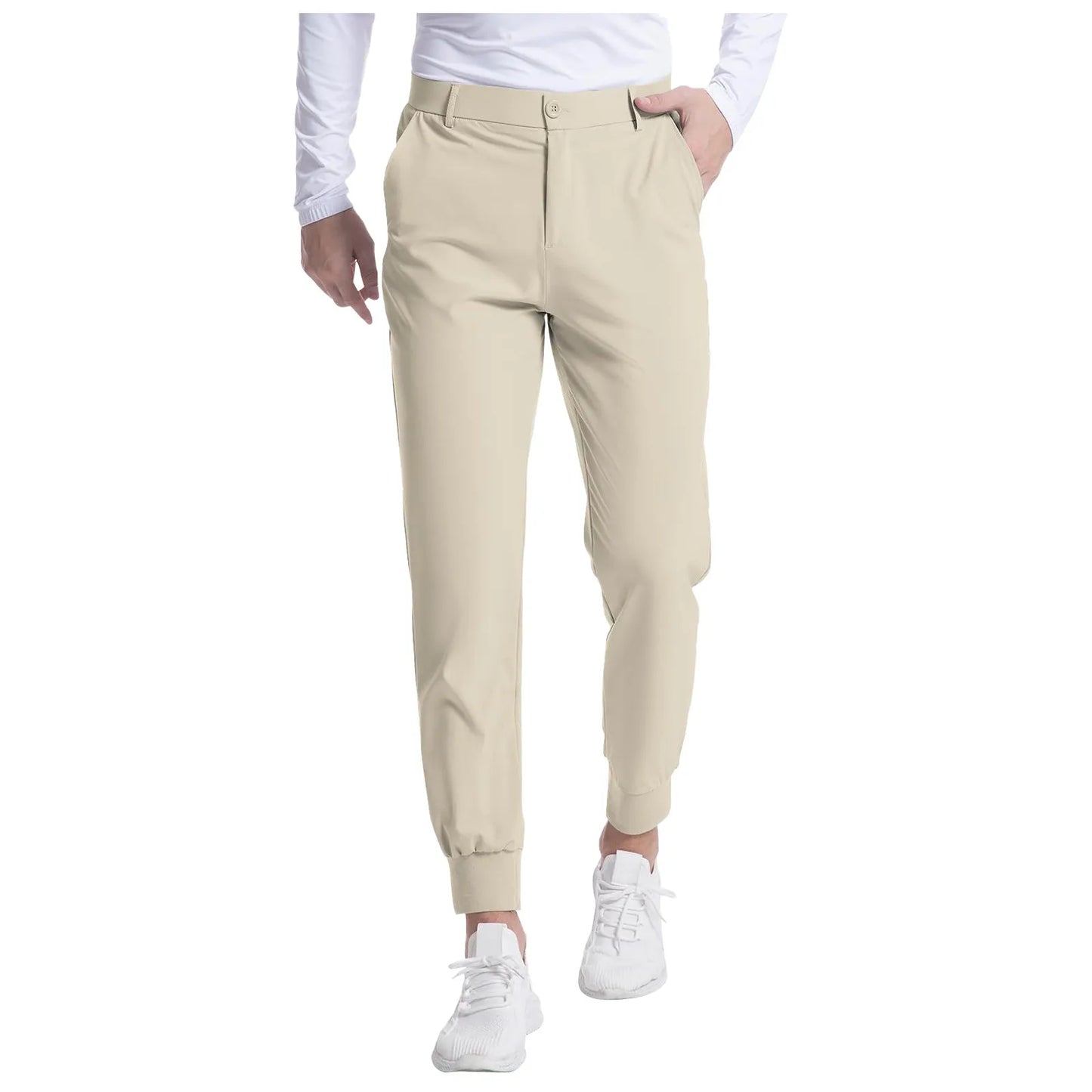 Mens Dress Pants Golf Stretch Pants Slim Fit Quick Dry Golf Joggers Pants Work Casual Long Pants With 3 Pockets Trousers Bottoms