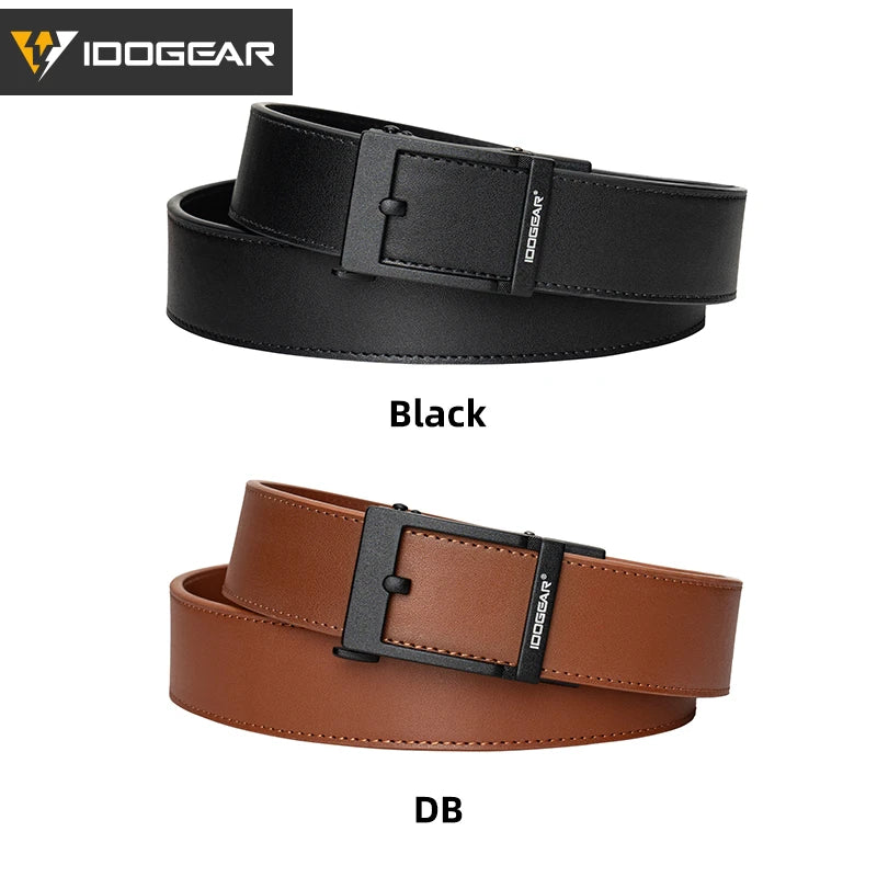 IDOGEAR 1.5" Leather Ratchet Belt for Men Adjustable Hole-free Belt For Dress Casual in Gift Box 3435