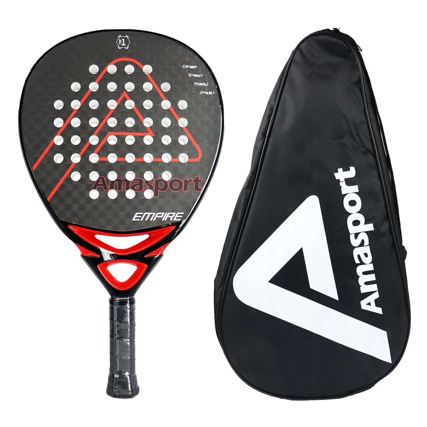 AMASPORT 12K Carbon Fiber Paddle Racket Set of 2 with Shock Absorption,Control and Power,2024 Professional Paddle Tennis Racquet