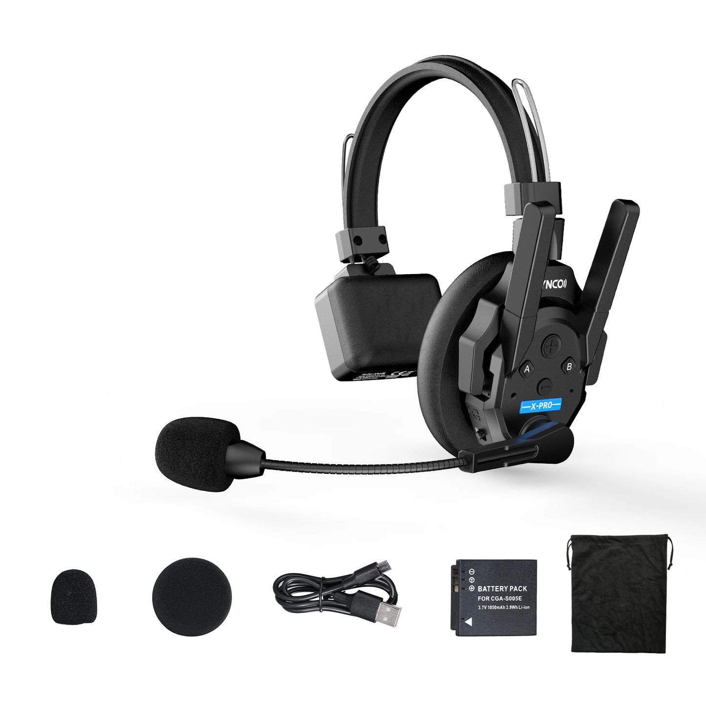 SYNCO XTALK XPRO5 Wireless Intercom Headset 2.4GHz Full Duplex 24H Battery Life 500M Range Real-time Team Communication