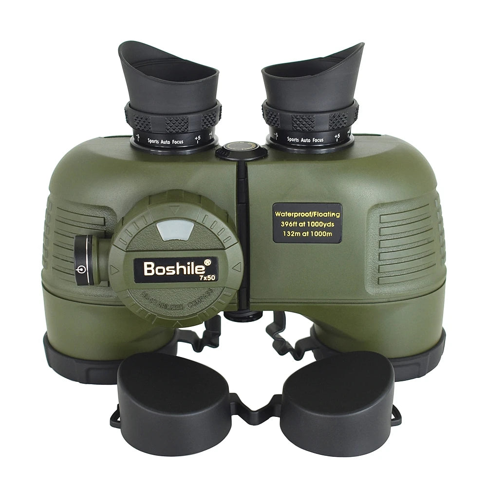 Boshile 7x50 Binoculars Powerful Marine Telescope With Compass Rangefinder Waterproof BAK4 Prism FMC Lens For Navigation Hunting