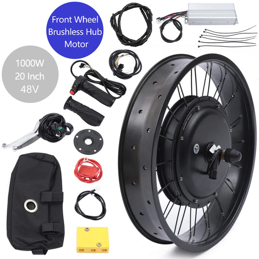 Electric Bicycle EBike Conversion Kit 20" E-Bike Front Wheel Frame Kit 20" 48V 1000W for Fat tire Bike Motor kit