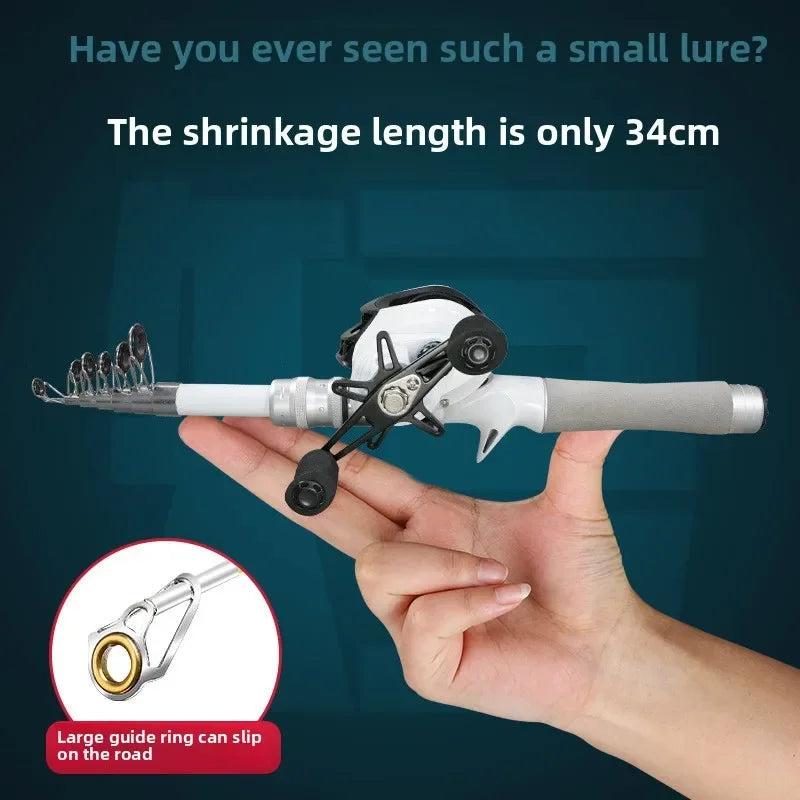 Mini Portable Super Short Luya Rod Travel Fishing Gear Set Small Telescopic Full Section Fishing Equipment for Easy Carry