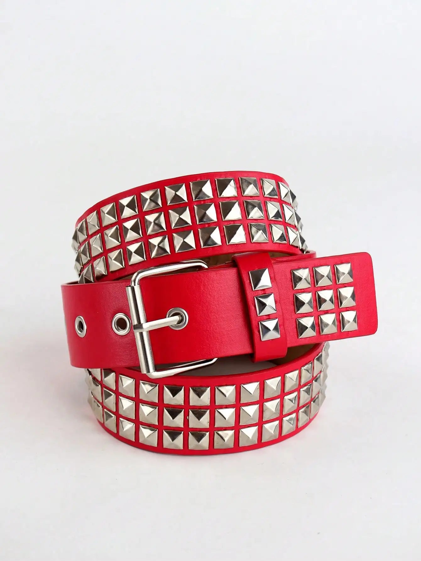 Solid Color Punk Rhinestone Studded Leather Belt, Suitable For Teens, Casual Outdoor, Athletic, Vacations, Graduation Gifts, Birthday, Daily Wear