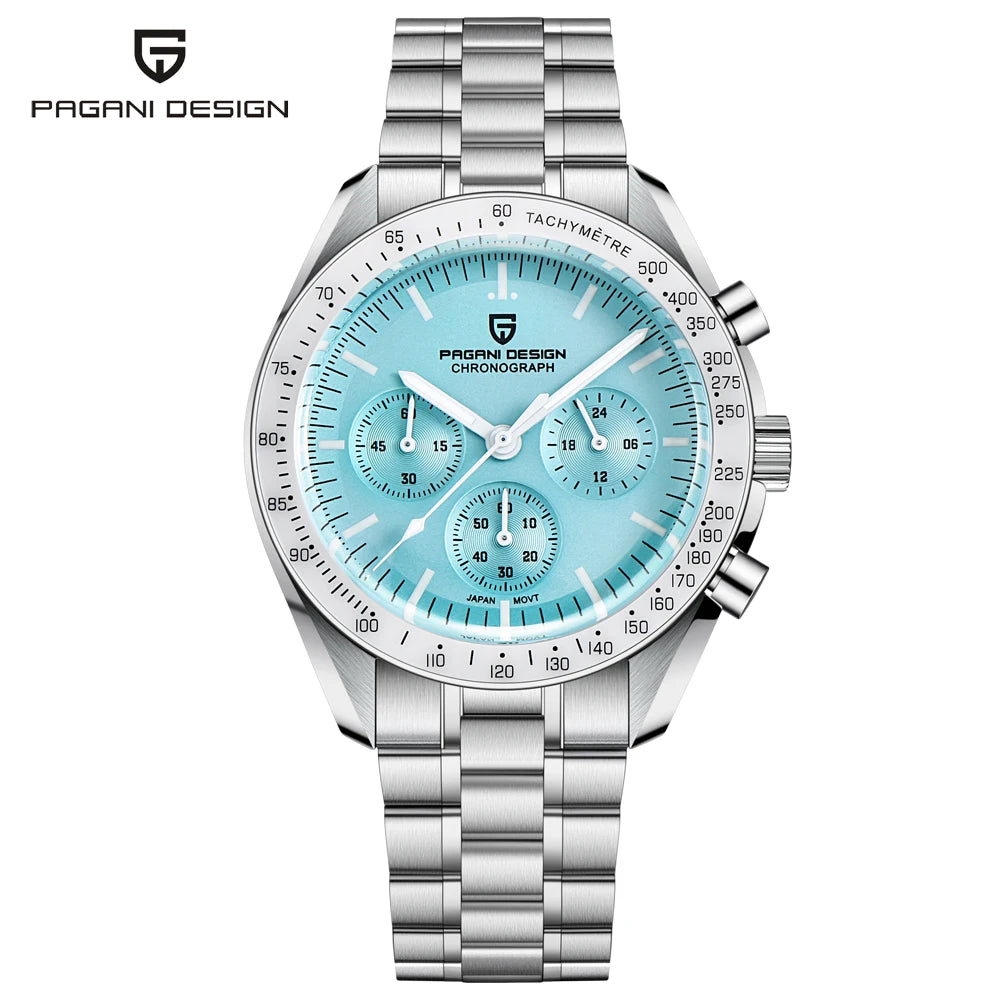 2026 New PAGANI DESIGN V6 Moon Men's Watcher Chronograph Quartz Watch Men Luxury AR Sapphire Ceramic Bezel Waterproof Luminous