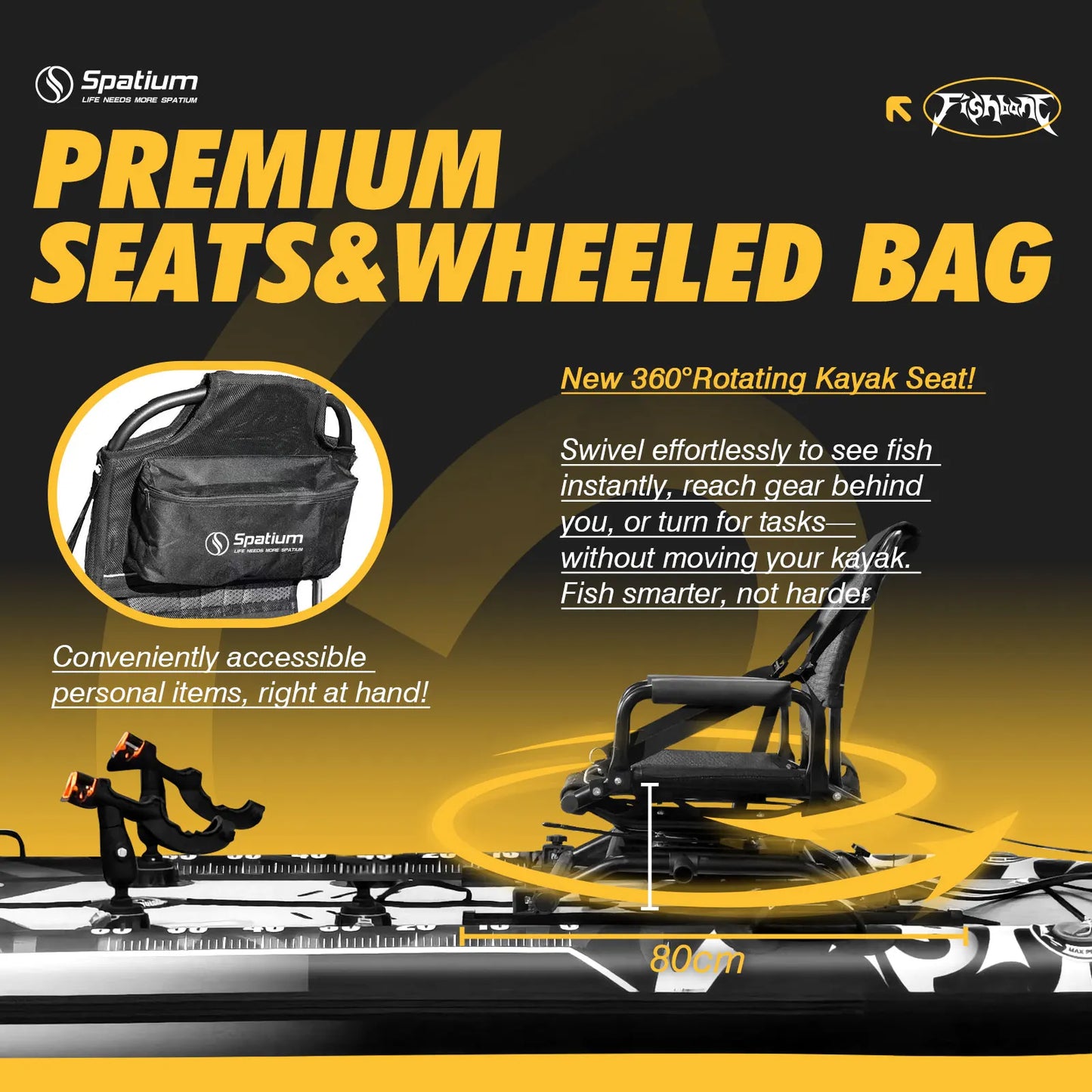 New Pedal Drive Fishing Boat Canoe/Kayak with Seat and Steering System Inflatable Kayak Easy To Carry and Install Single Person