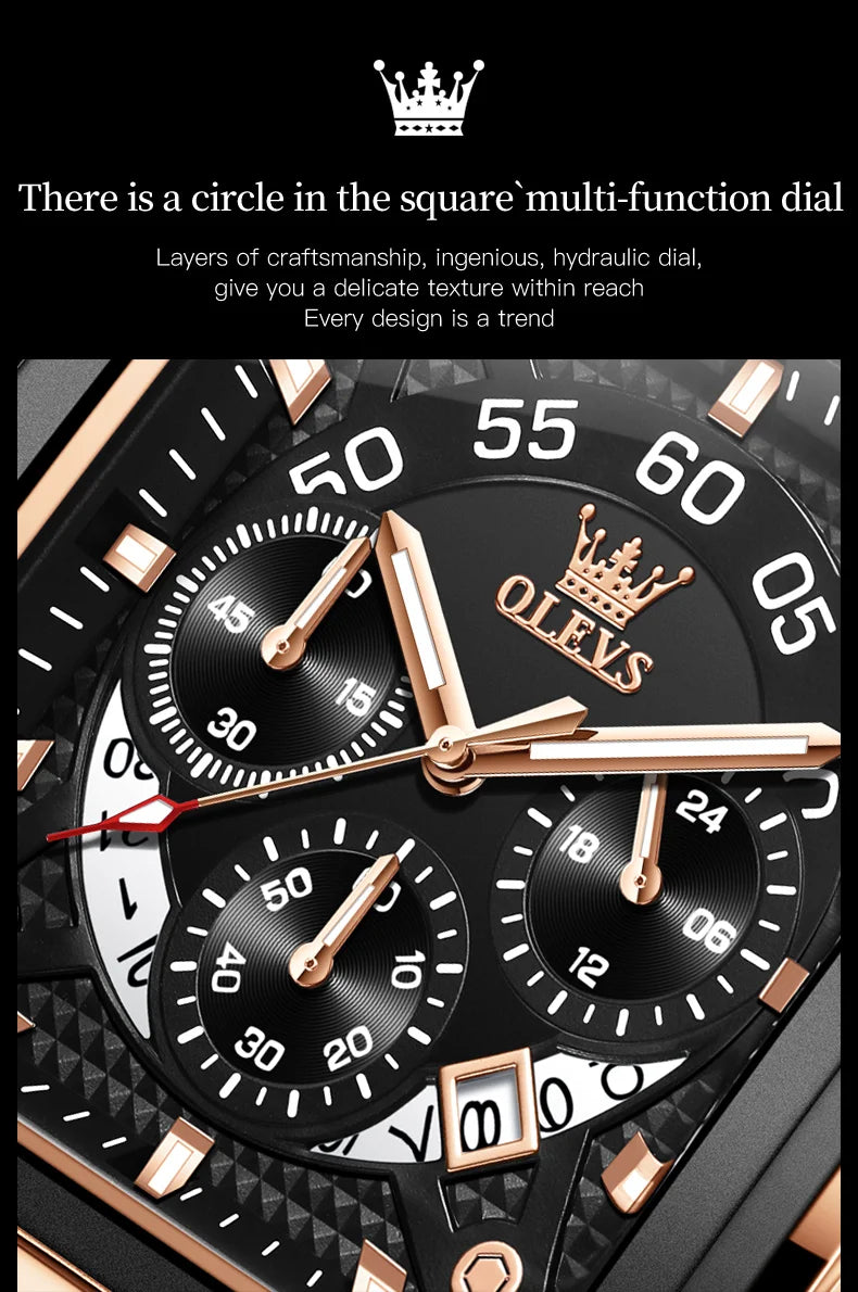OLEVS Luxury Men Watch Waterproof Square Watch for Men Luminous Top Brand Quartz Wristwatch Fashion watch man luxury original