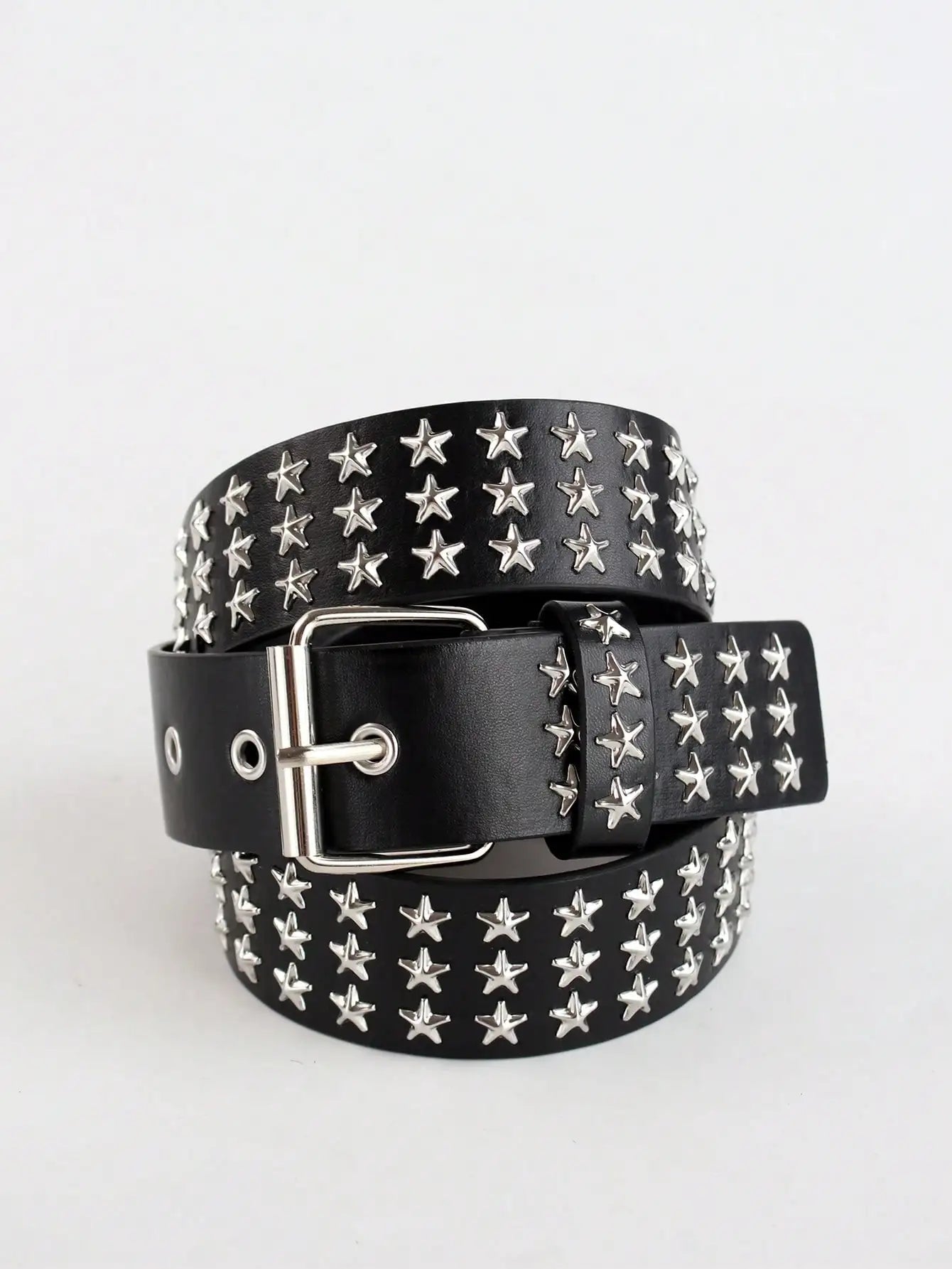 Solid Color Punk Rhinestone Studded Leather Belt, Suitable For Teens, Casual Outdoor, Athletic, Vacations, Graduation Gifts, Birthday, Daily Wear