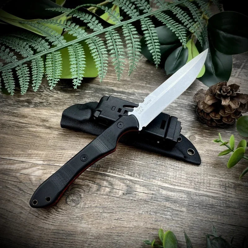 TOPS Daily Carry Pocket Knife High Hardness Straight Knife D2 Steel G10 Handle Outdoor Camping Portable EDC Hunting Knife