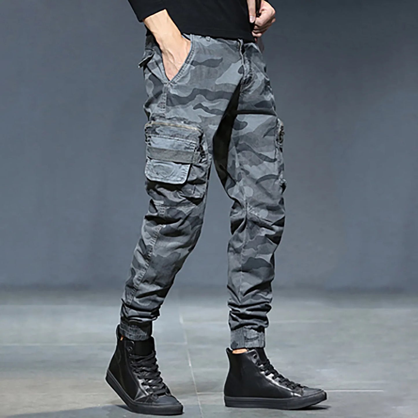 Cargo Pants for Men Mens Fashion Casual Loose Cotton Pocket Lace Up Pants Trousers Overall