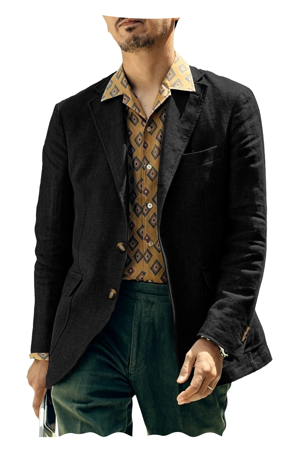 Italian Style Men's Linen Blazer Casual Business Suit Jacket Notched Lapel Breathable Summer Sport Coat for Wedding Groom Party