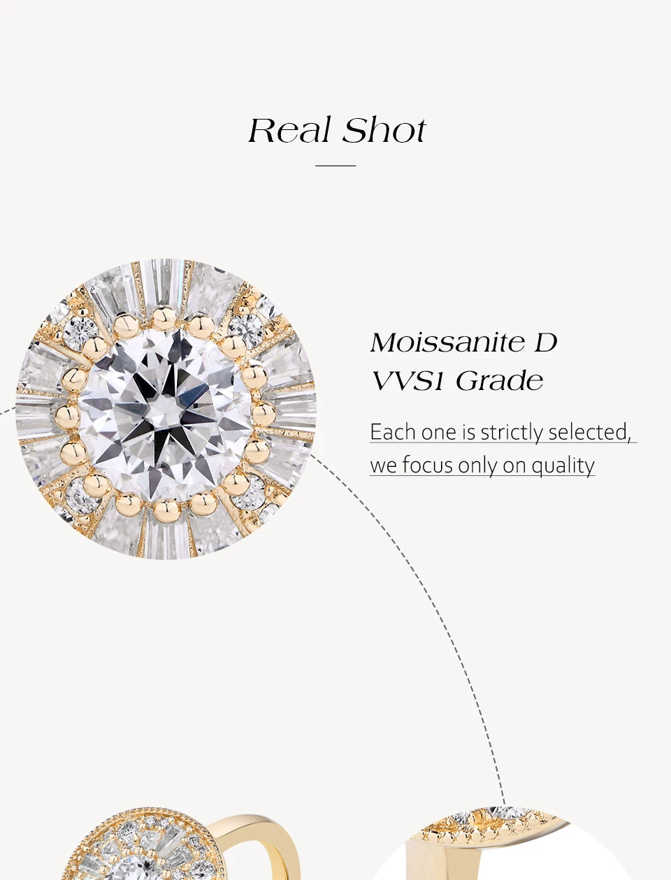 ATTAGEMS Round Cut 0.5CT DVVS1 Moissanite Rings for Women Real 925 Sterling Silver Ring Classic Elegant Engagement Jewelry Gifts