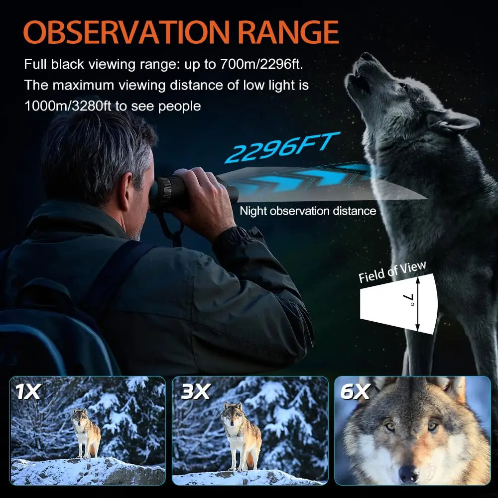 1000M 4K UHD Infrared Night Vision Binoculars Naked Eye 3D VR Digital Tactical Telescope Camera for Hunting with Compass