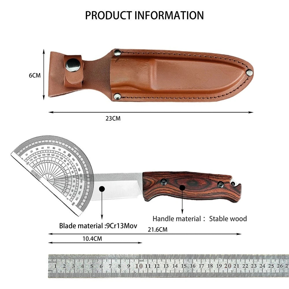 NEW Hot Sale Premium Quality Straight Knife with Leather Sheath Outdoor EDC Multi-function Portable Backpacking Holiday Gifts
