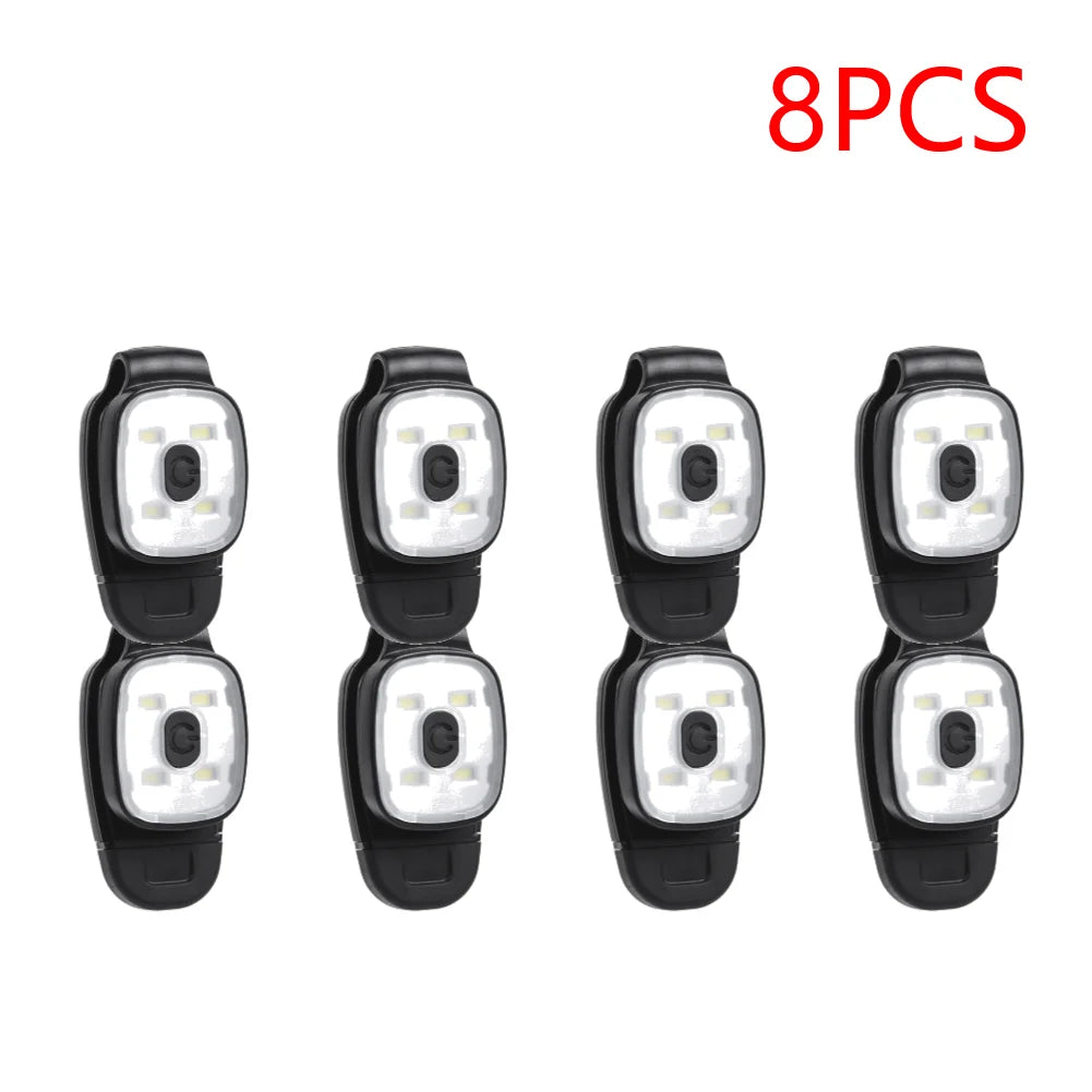 2-10PCS LED Clip Flashlight USB Charging LED Running Lights Multifunction Lightweight Warning Lights for Night Walking Fishing