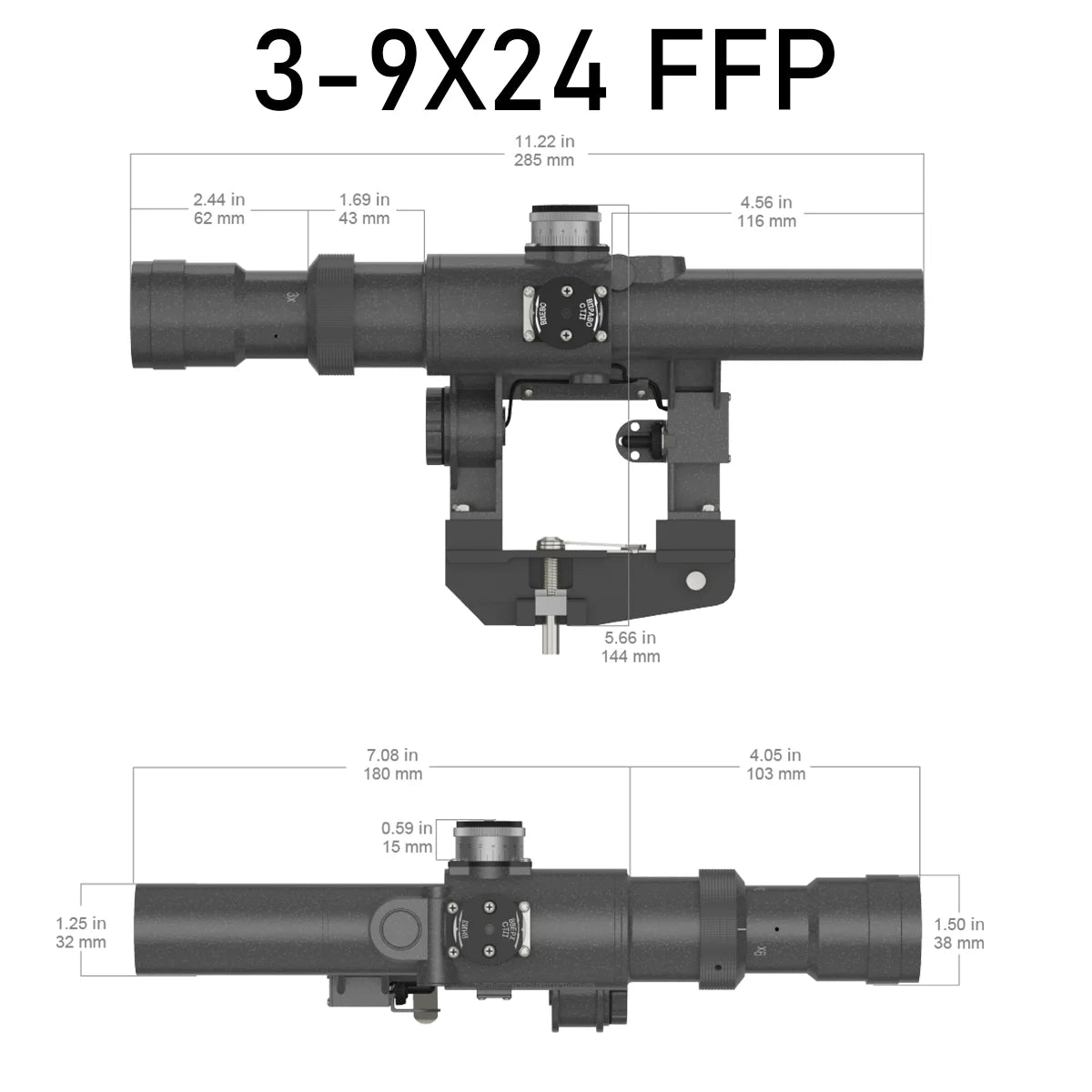 Victopitcs SVD FFP 3-9x24/4x24 Riflescope red dot 1X28 4 MOA On/OFF Switch Side QD with lens cover Mount System 2 illumination