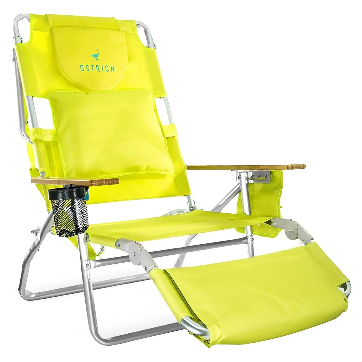 the Deluxe 3N1 Reclining Lounge Chair, Folding Outdoor Lounger and Extra-Wide Beach Chair with Wooden Armrests and Face, Custom