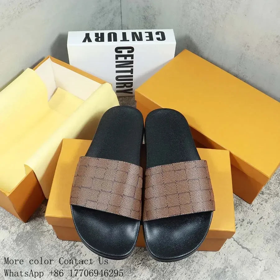 Designers Slides Womens Slippers Floral Slipper Leather Rubber Flats Sandals Summer Beach Shoes Loafers Gear Bottoms Slider