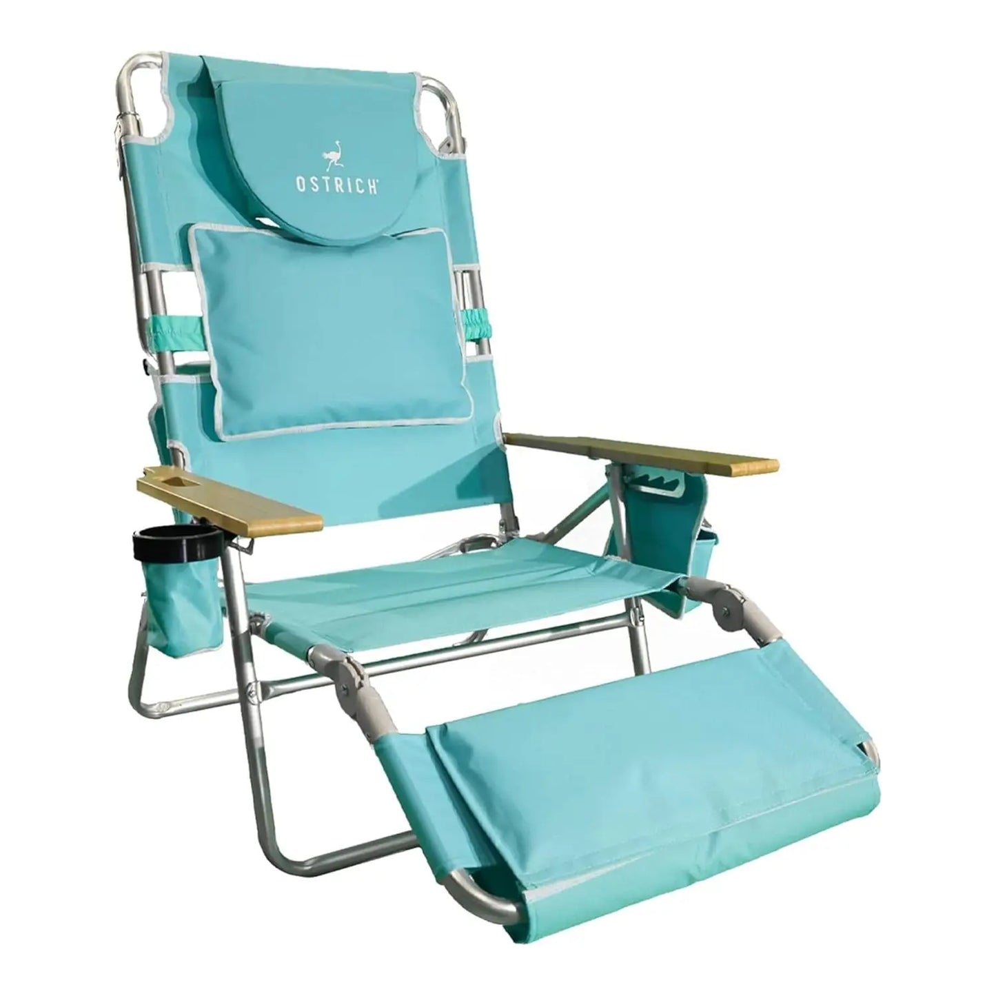 the Deluxe 3N1 Reclining Lounge Chair, Folding Outdoor Lounger and Extra-Wide Beach Chair with Wooden Armrests and Face, Custom
