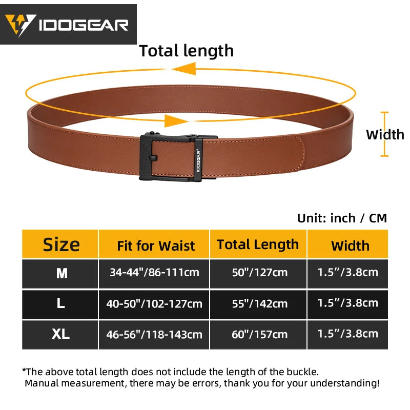 IDOGEAR 1.5" Leather Ratchet Belt for Men Adjustable Hole-free Belt For Dress Casual in Gift Box 3435
