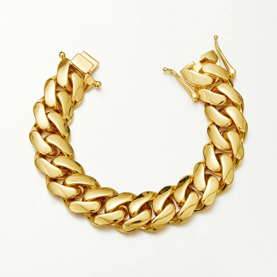 8-22mm Hip Hop Bling Gold Color Stainless Steel  Cuban Miami Link Chain Necklaces for 18k Gold-plated Men Rapper Jewelry(1PC)
