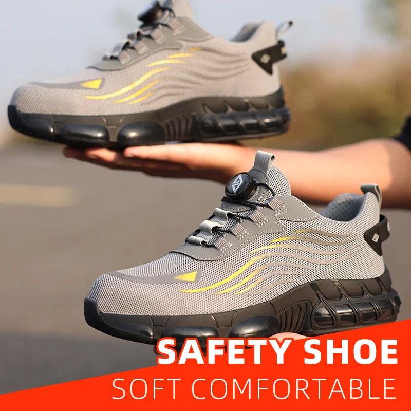 Air Cushion Soft Sole Men's Anti-smash Non-Slip Breathable Work Safety Shoes Men's Steel Toe Puncture Proof Anti-skid Work Safet