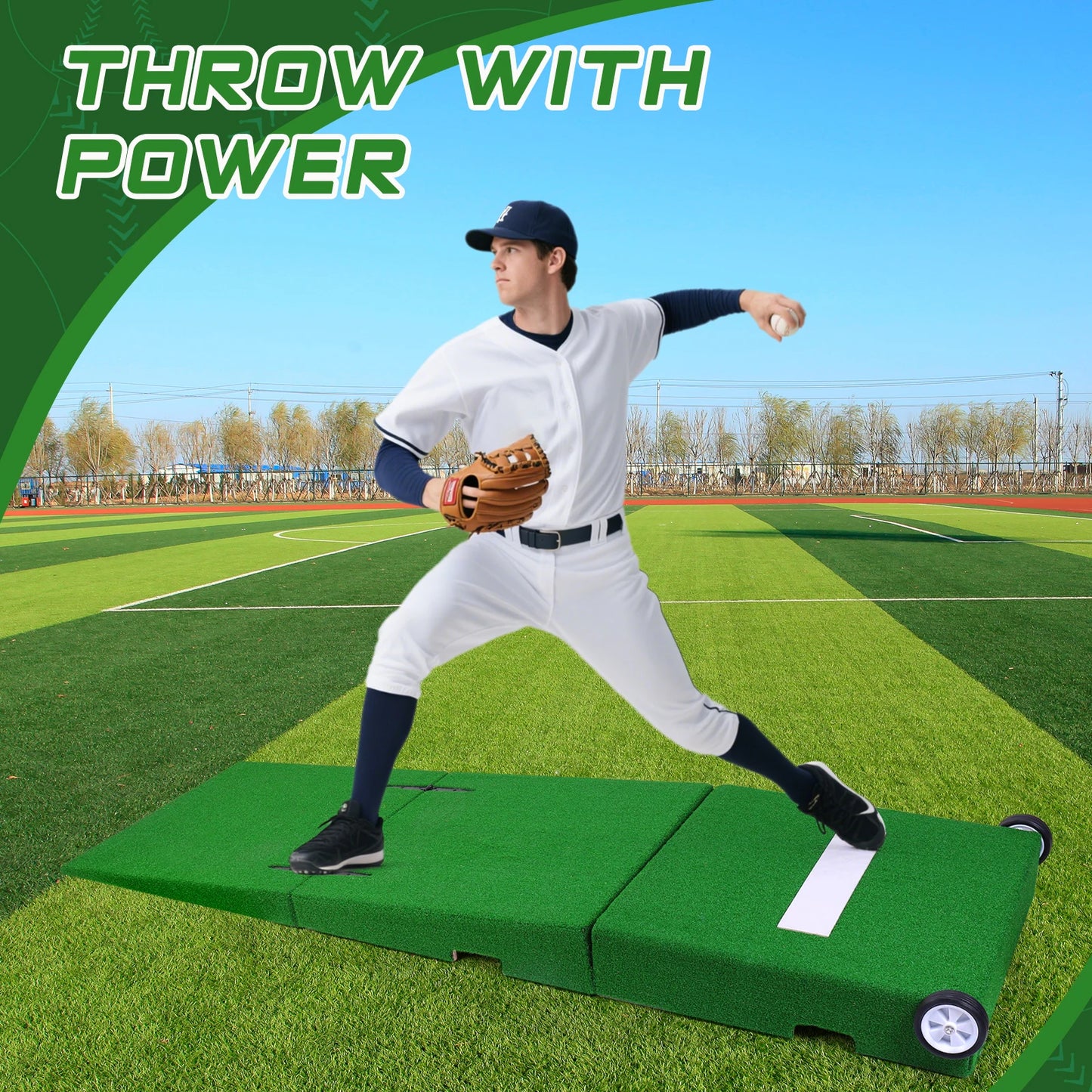 88x28x6 Inch Foldable Pitching Mound with Carry Handle Baseball Pitchers Mound for Practice Softball Youth Backyard Training