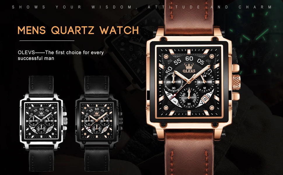 OLEVS Luxury Men Watch Waterproof Square Watch for Men Luminous Top Brand Quartz Wristwatch Fashion watch man luxury original