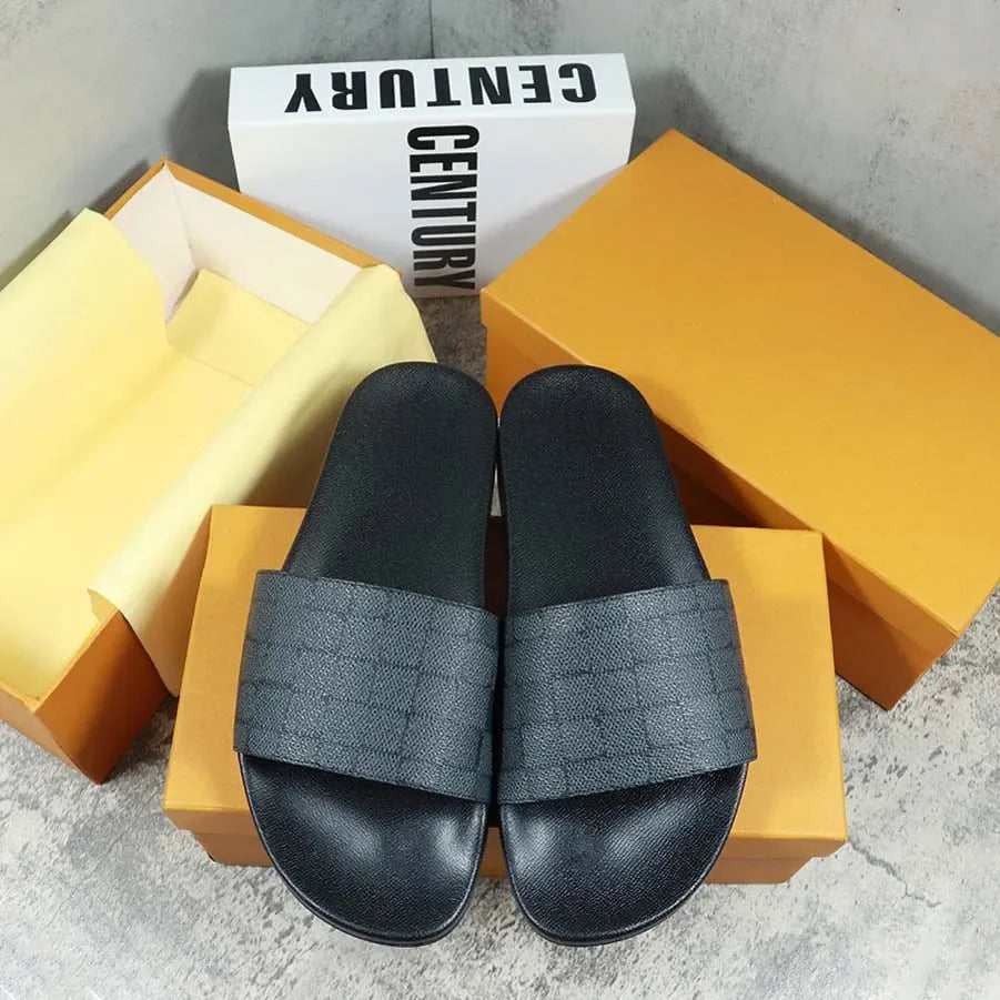 Designers Slides Womens Slippers Floral Slipper Leather Rubber Flats Sandals Summer Beach Shoes Loafers Gear Bottoms Slider